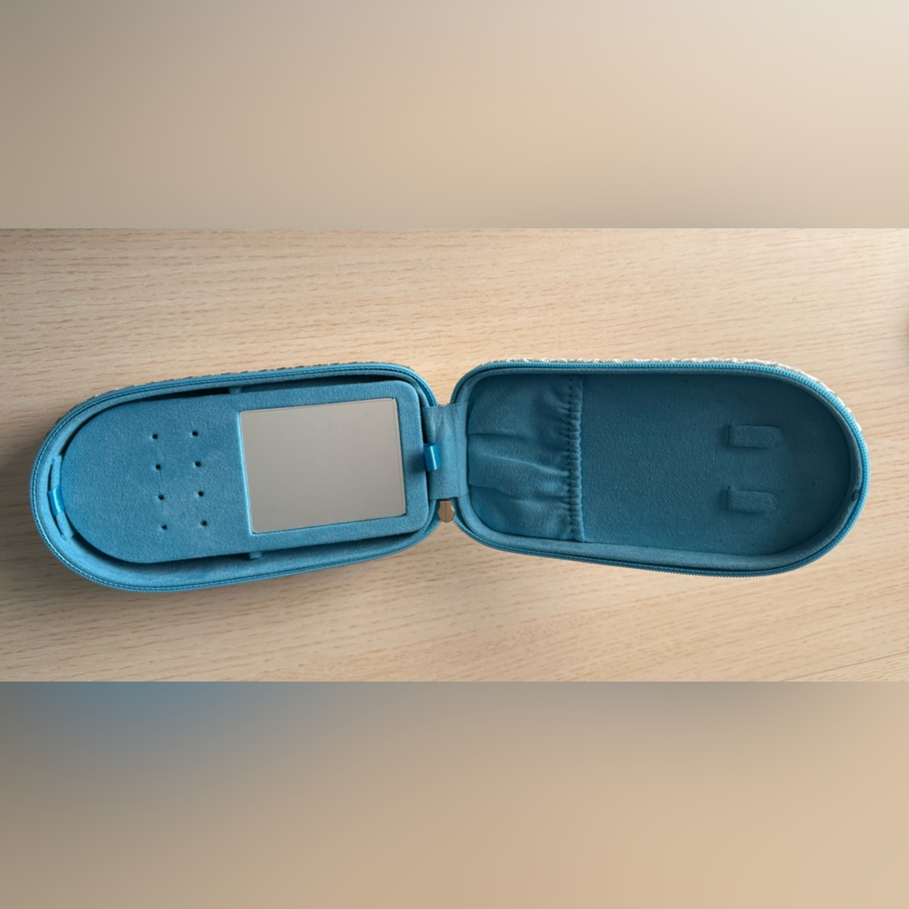 A New Day Gray and Blue Travel Jewelry Case with Mirror